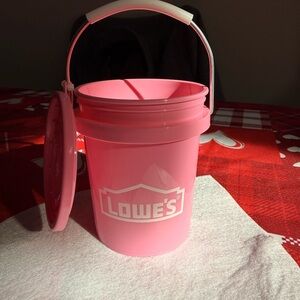 2 Pink Lowe's Buckets with Lid